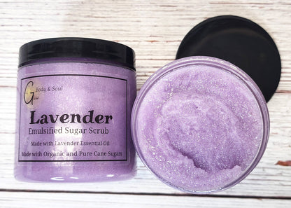 Sugar Scrub, Lavender Essential Oil Emulsified Scrub 10oz.
