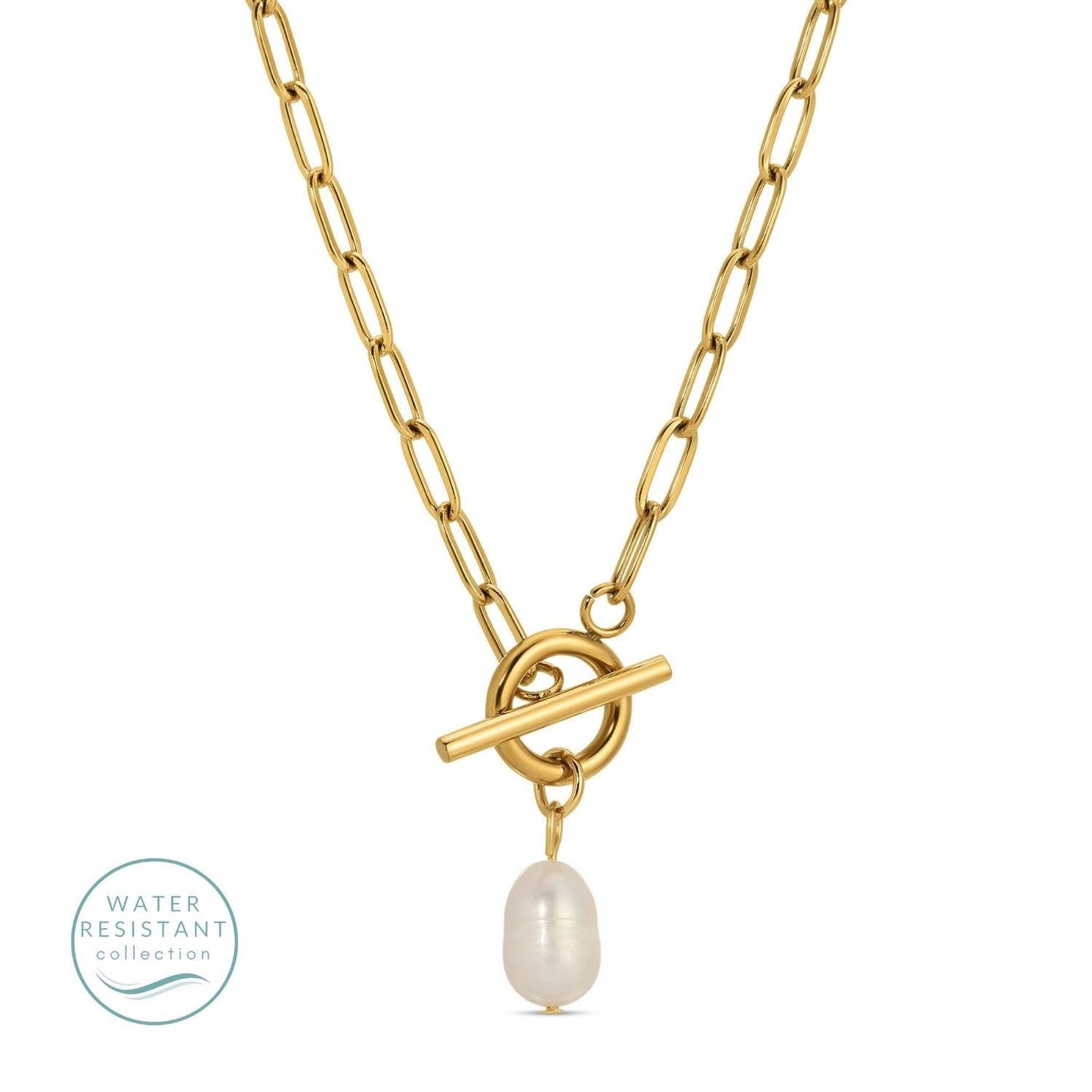 Splendid Iris - Collar con clip resistente al agua y perla