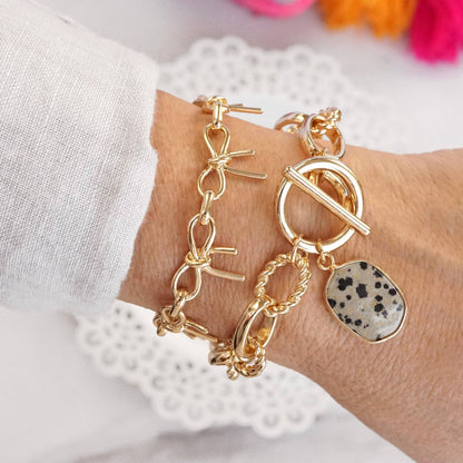 PennyLine inc - Bow Link Bracelet Gold Tone