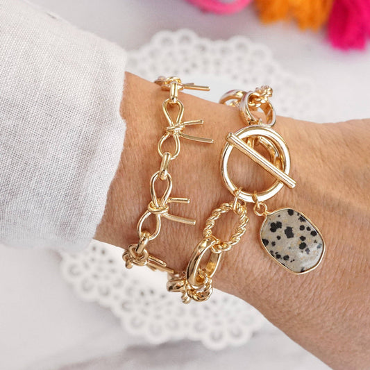 PennyLine inc - Bow Link Bracelet Gold Tone