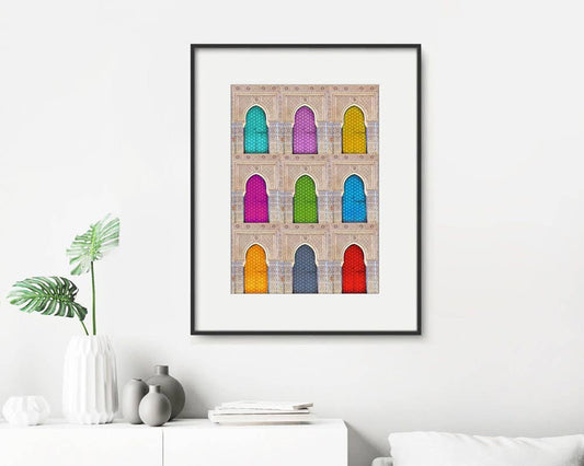 Contemporary Moroccan 9 Doors A4 Print Islamic Art Home Decor
