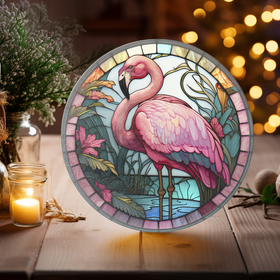 Flamingo Glass Charcuterie Board 8 - Inch