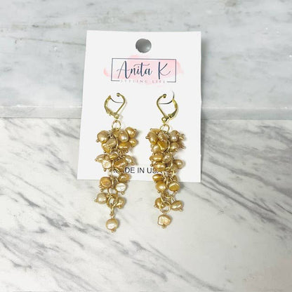 Anita K By Blushing Pink - Freshwater Cluster Drop Dangle Earring