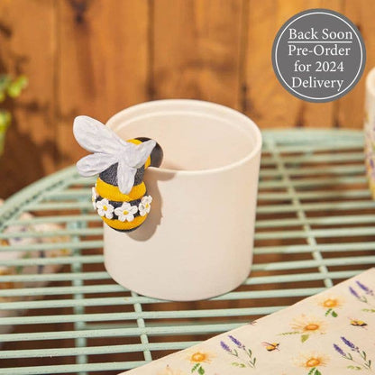 Daisy Bee Plant Pot Hugger Poly-Resin with White Wings