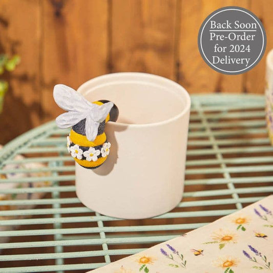 Daisy Bee Plant Pot Hugger Poly-Resin with White Wings