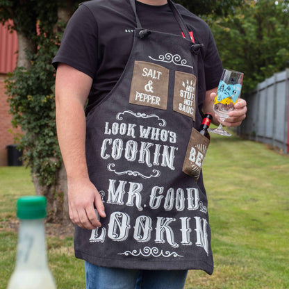 Mr. Good Lookin' Apron - Novelty BBQ Gift for Father's Day