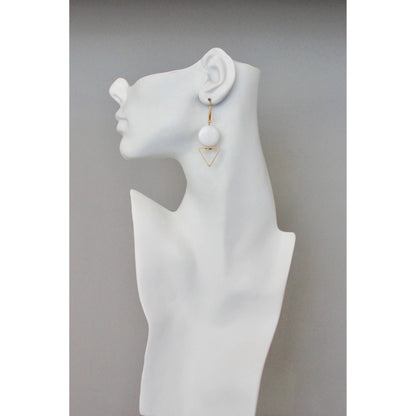 Geometric white agate hoop earrings