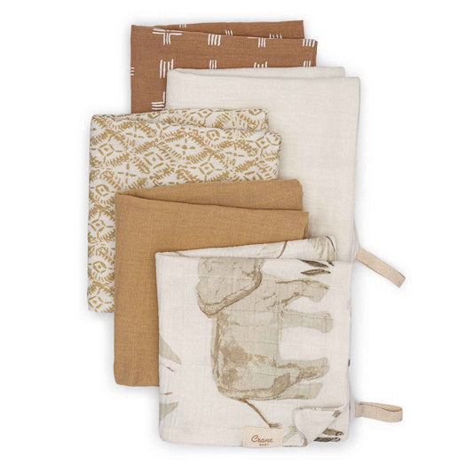 Crane Baby - Kendi 5-pc. Wash Cloth Set (Safari Animal)