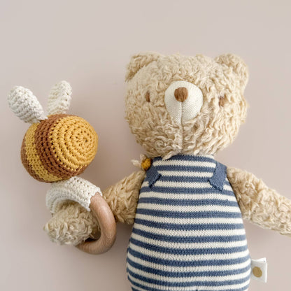 Cotton Crochet Rattle Teether Bee Spring Summer Baby Toy