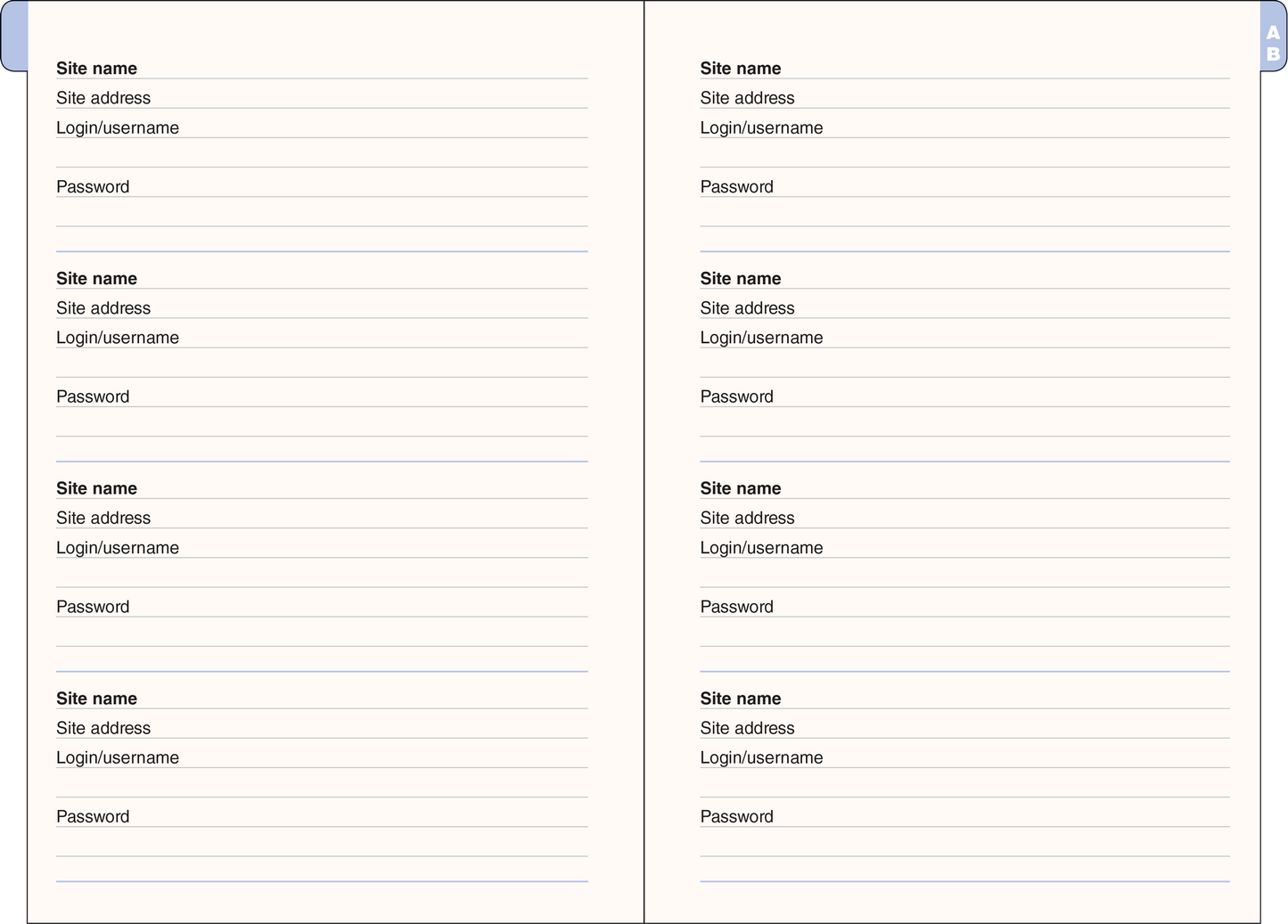Wildflower Garden Large Internet Address & Password Logbook
