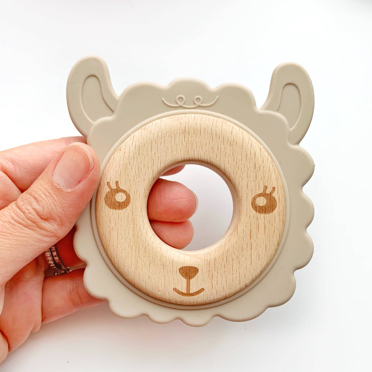Llama Teether Ring Wood and Silicone