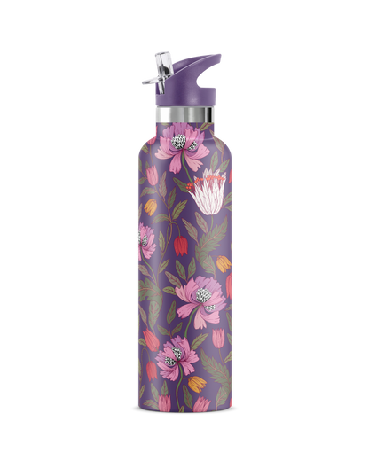 Morriset | Purple Floral Brocade 25 oz Insulated Bottle