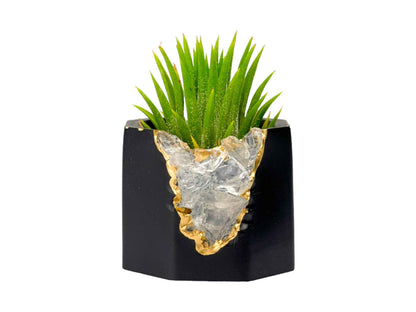 Clear Quartz Geode Planter, Crystal Planter Pot, Yoga Gift