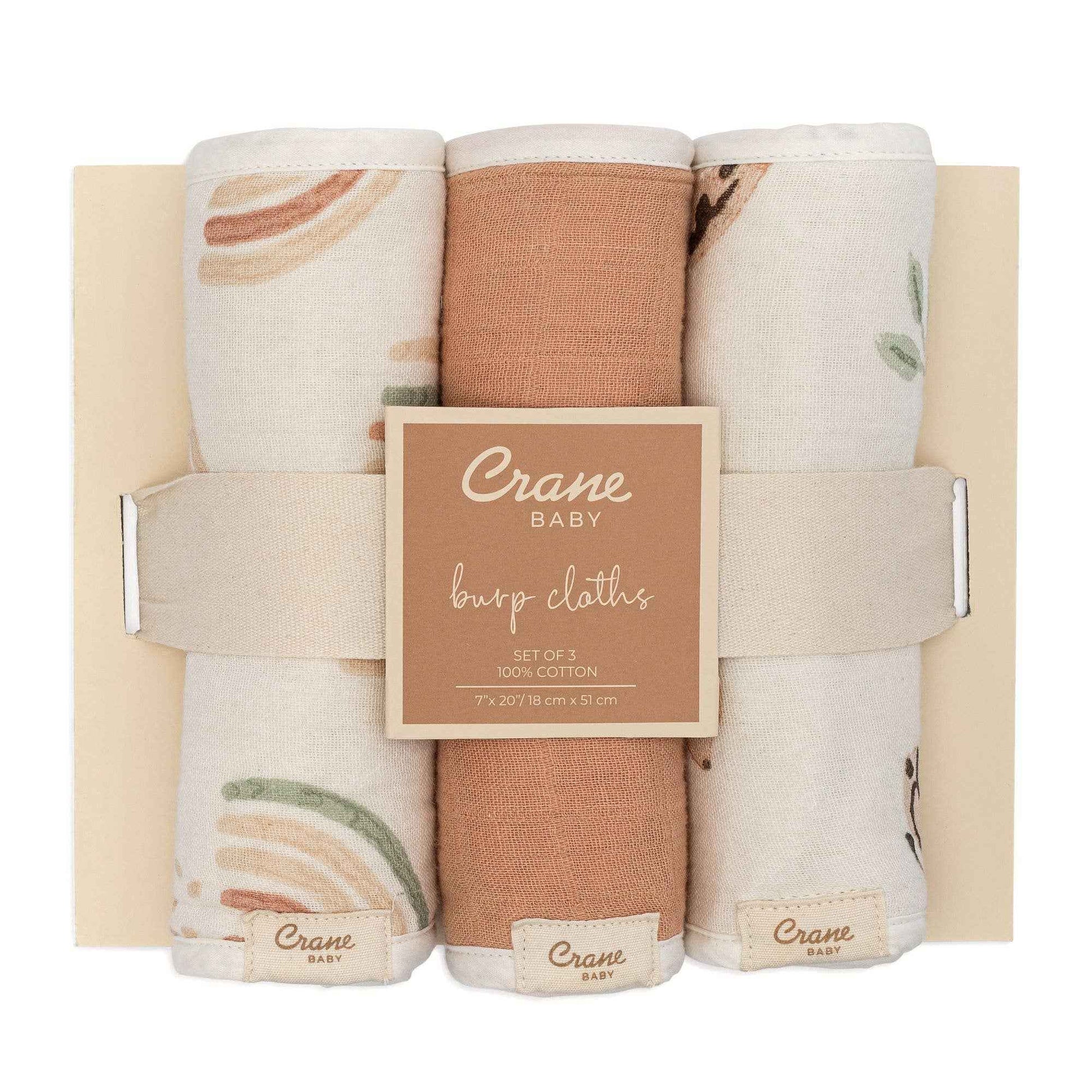 Crane Baby - Parker 3-pc. Baby Burp Cloth Set (Rainbow/Butterfly)
