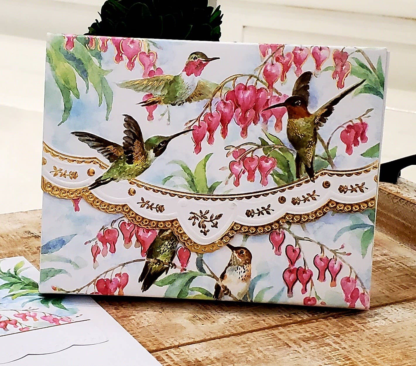 Hummingbird Embossed, Die-Cut Boxed Portfolio Note Card