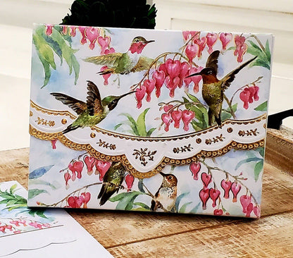 Hummingbird Embossed, Die-Cut Boxed Portfolio Note Card