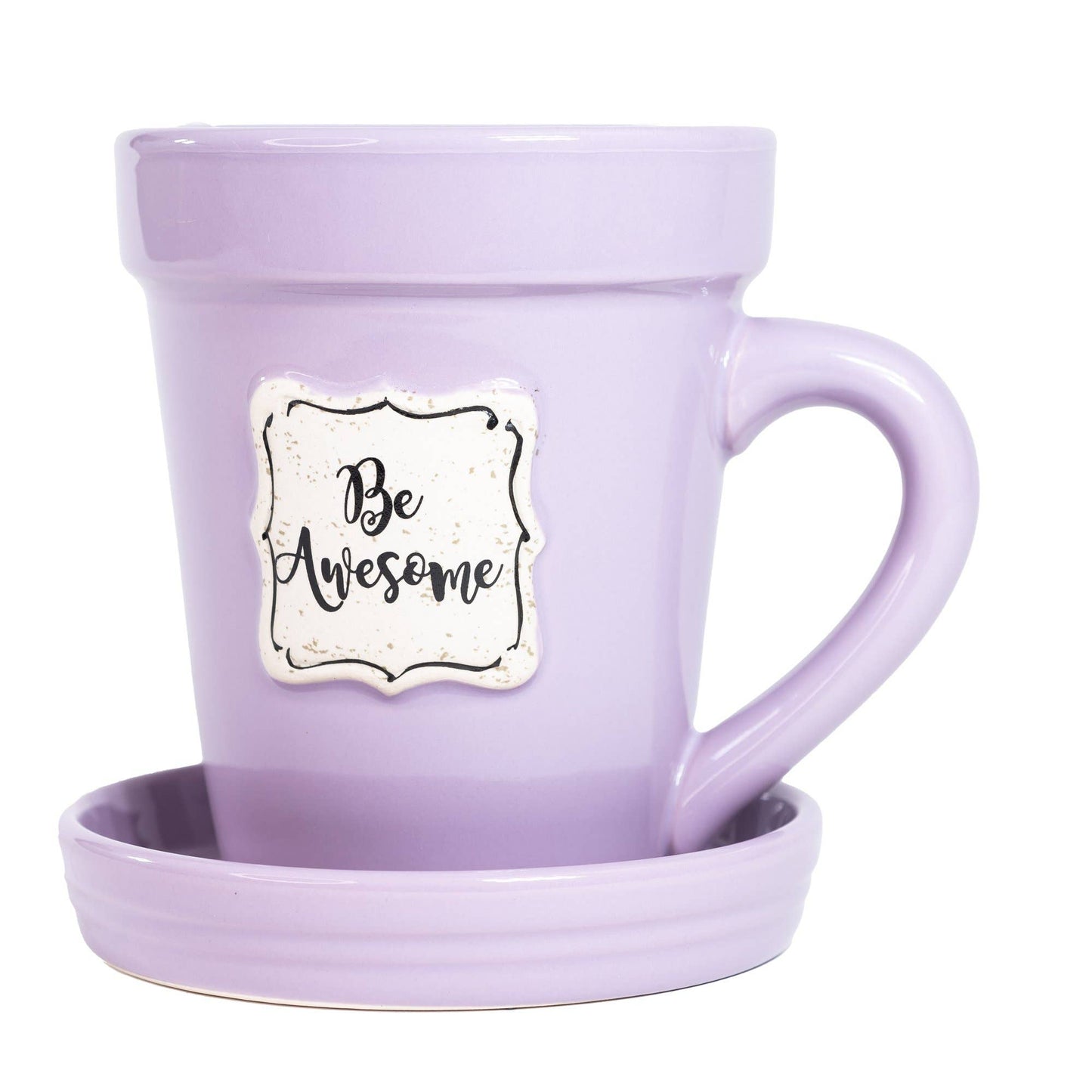 Divinity Boutique - Lilac Flower Pot Mug w/Scripture - Be Awesome