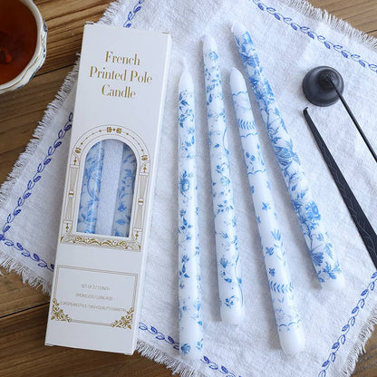 Blue and White Porcelain Smokeless Taper Candle