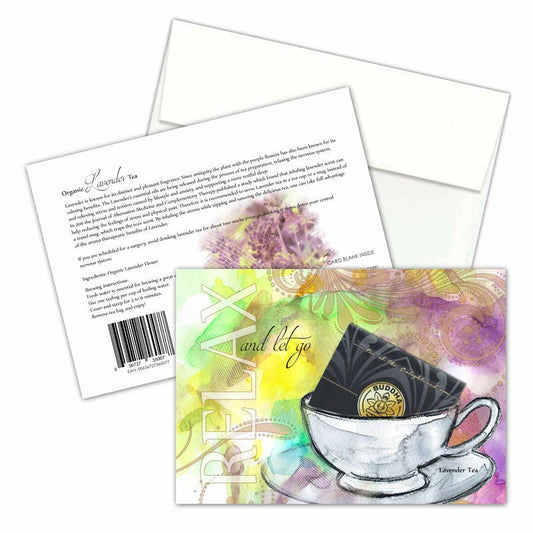 TEA GREETING Card with REAL TEA BAG - Relax (Lavender)