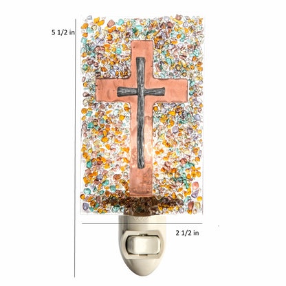 Cross Night Light Fused Stained Glass