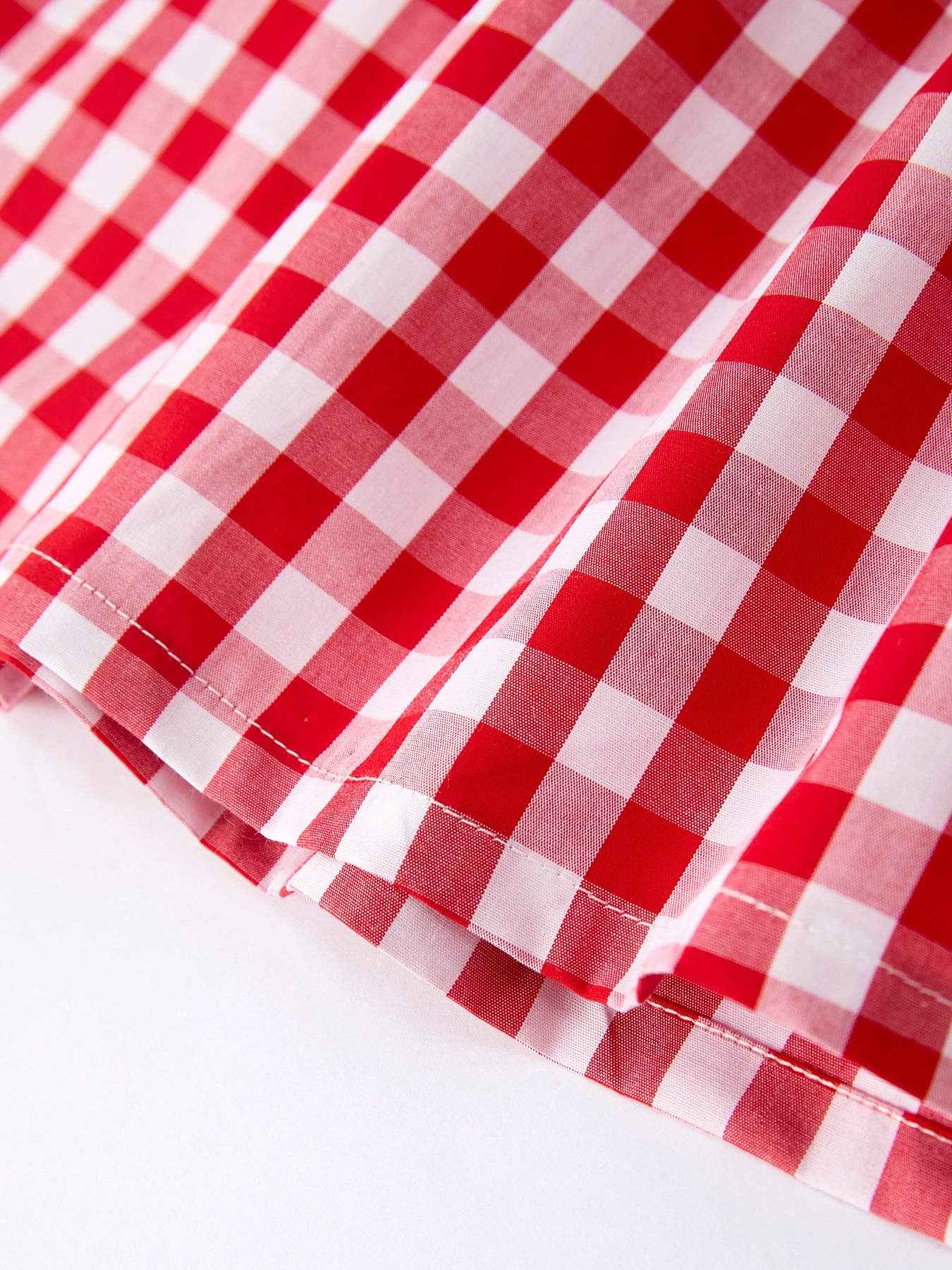 Summer Plaid Smocked Ruffle Girl Dress Sibling Outfits: 2