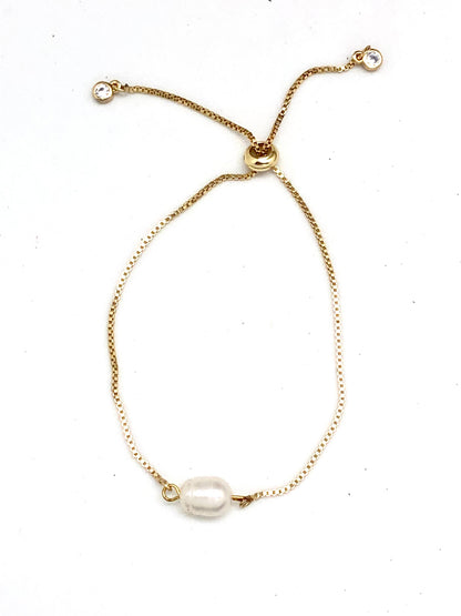 Bracelet Drawstring Single Freshwater Pearl Gold