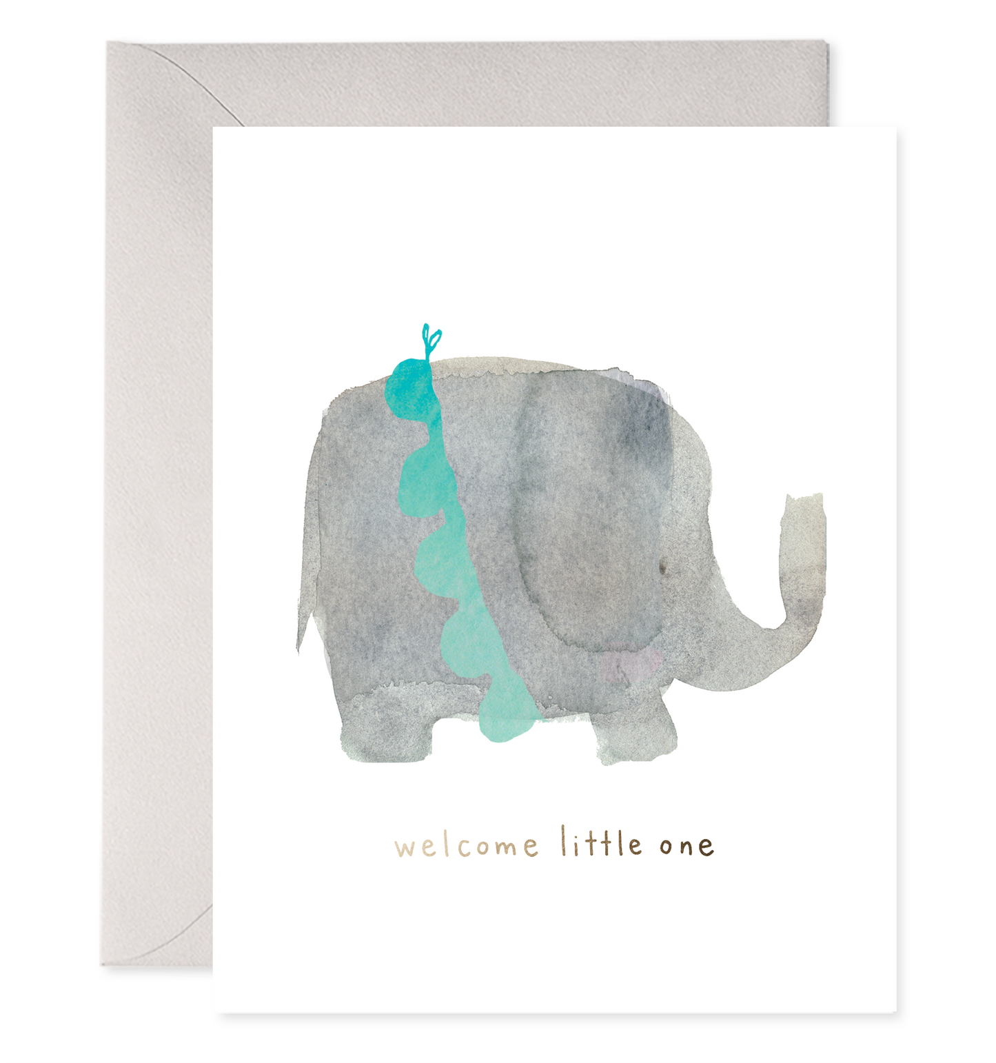 Tarjeta de bienvenida al pequeño elefante | Tarjeta de felicitación para recién nacido