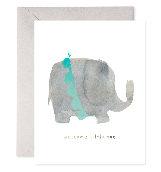 Tarjeta de bienvenida al pequeño elefante | Tarjeta de felicitación para recién nacido