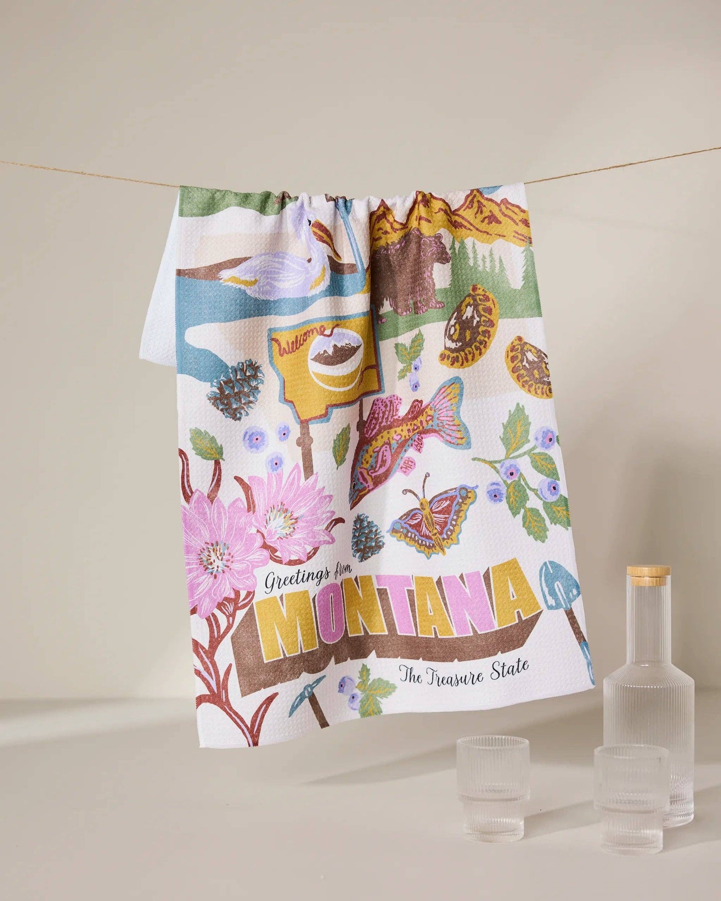 Geometry - Greetings From Montana Tea Towel