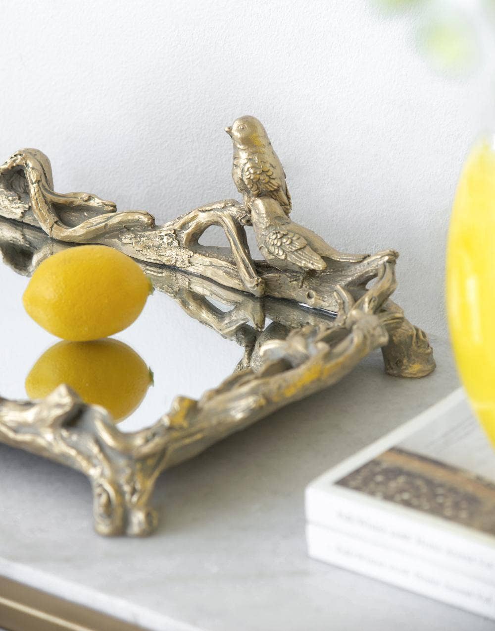 Gold Bird Mirrored Tray