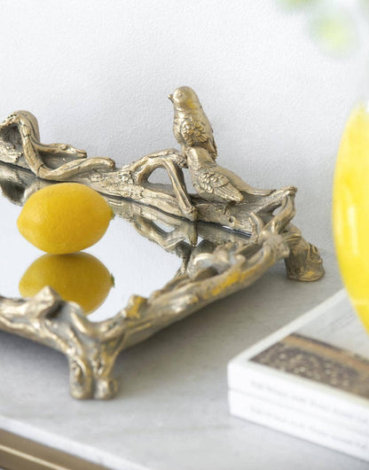 Gold Bird Mirrored Tray