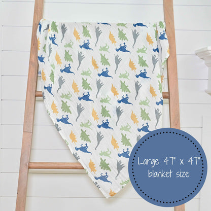 LollyBanks - Rawr-Some Baby Muslin Swaddle Blanket