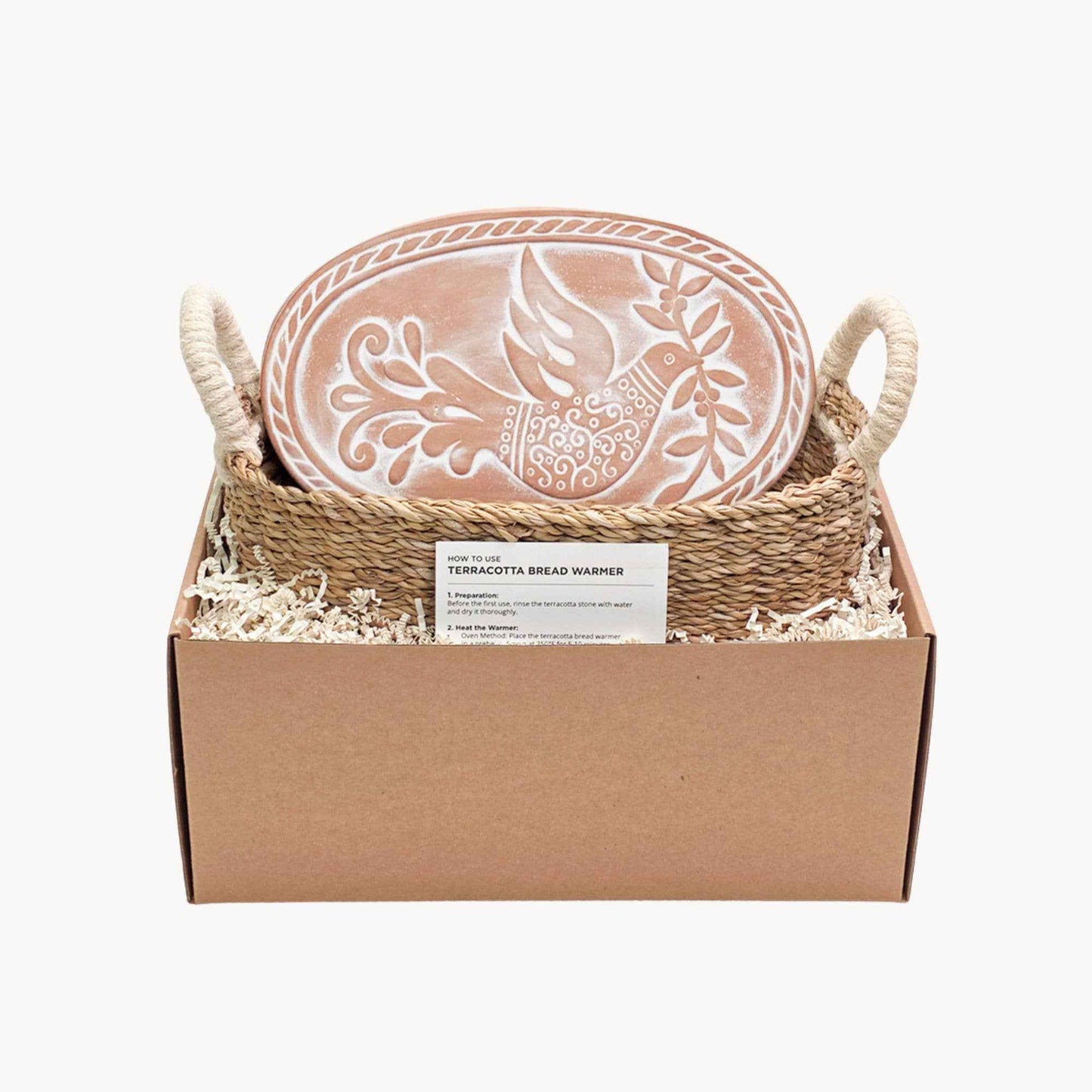 Handmade Bread Warmer & Wicker Basket - Bird Oval