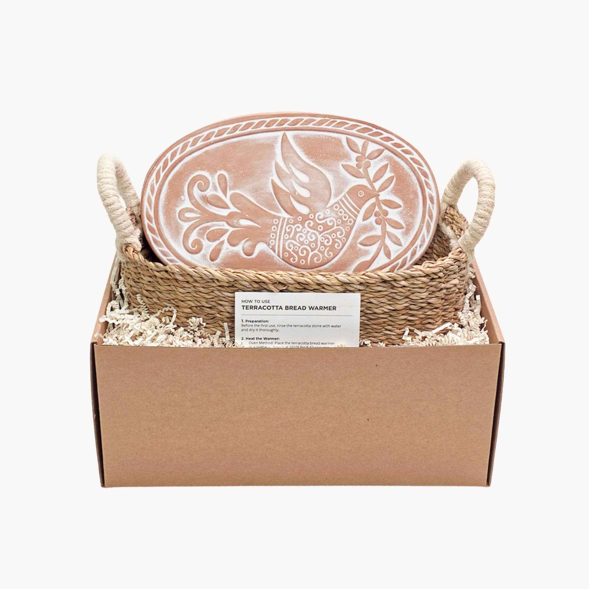 Handmade Bread Warmer & Wicker Basket - Bird Oval