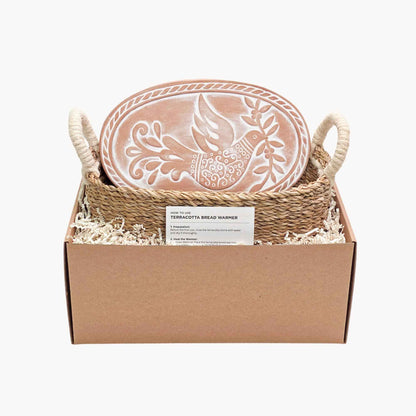 Handmade Bread Warmer & Wicker Basket - Bird Oval