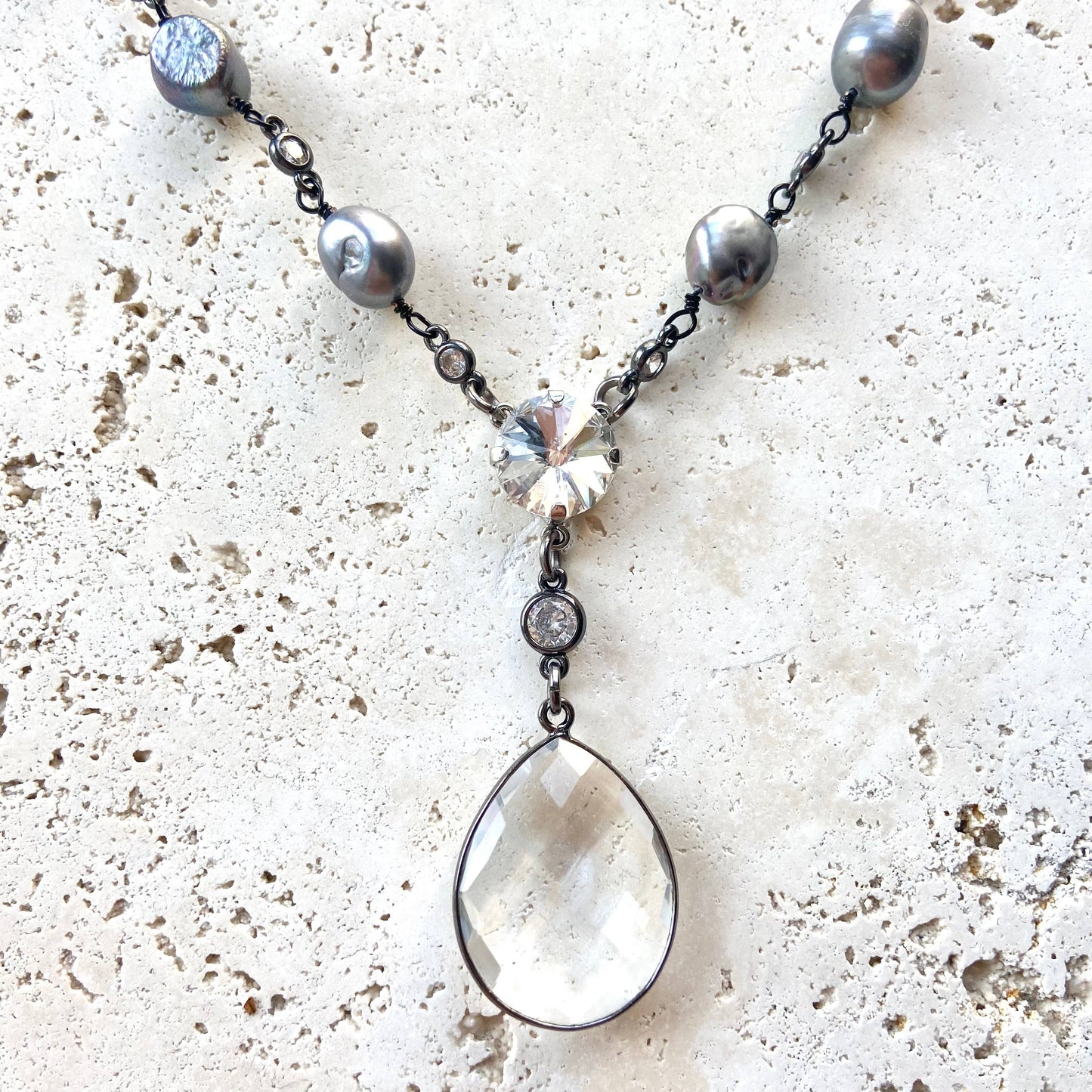 Pearl necklace boutique jewelry bridal silver ocean beach