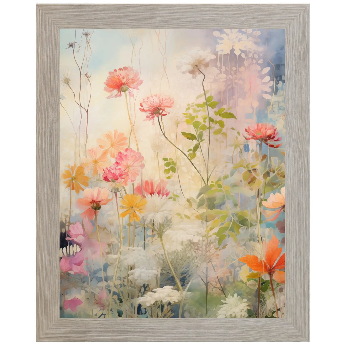 Floral Moment 1 Flowers Pastel Framed Art Sign Decor