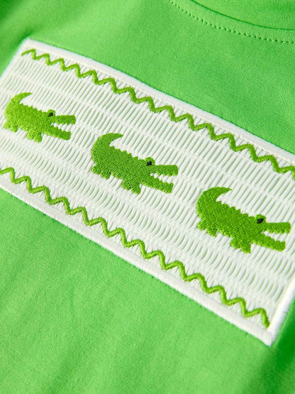 Toddler Boys Summer Crocodile Embroidered Plaid Shorts Set: 2
