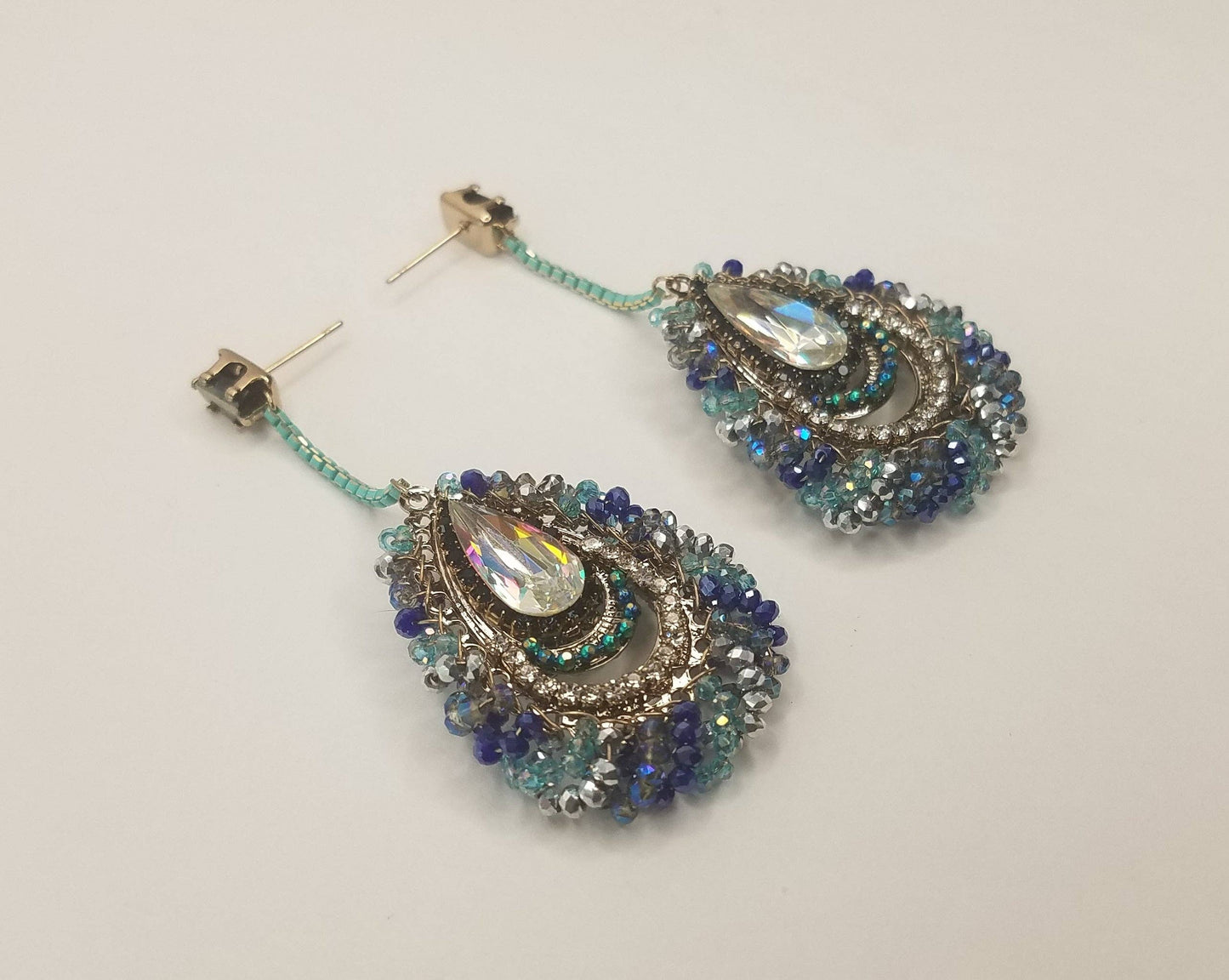 Gem Peacock Hand Made Dangle Earring