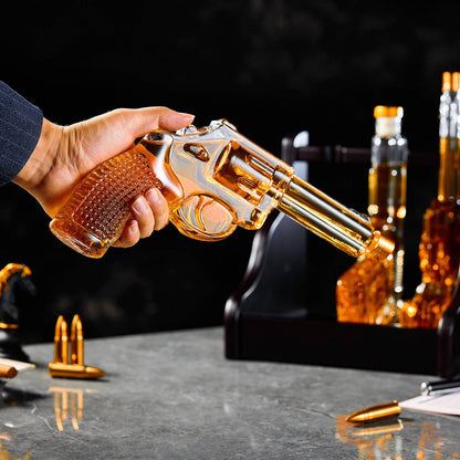 CRAFTGEN - 3 Gun Whiskey Decanter Set - Gift Ideas for Men Husband Dad