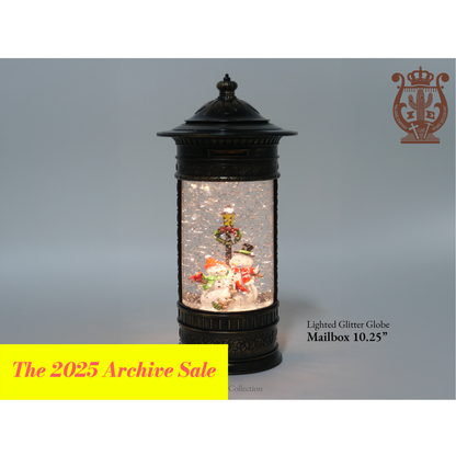 10.25” Lighted Mailbox Glitter Globe - Festive Snowman Décor