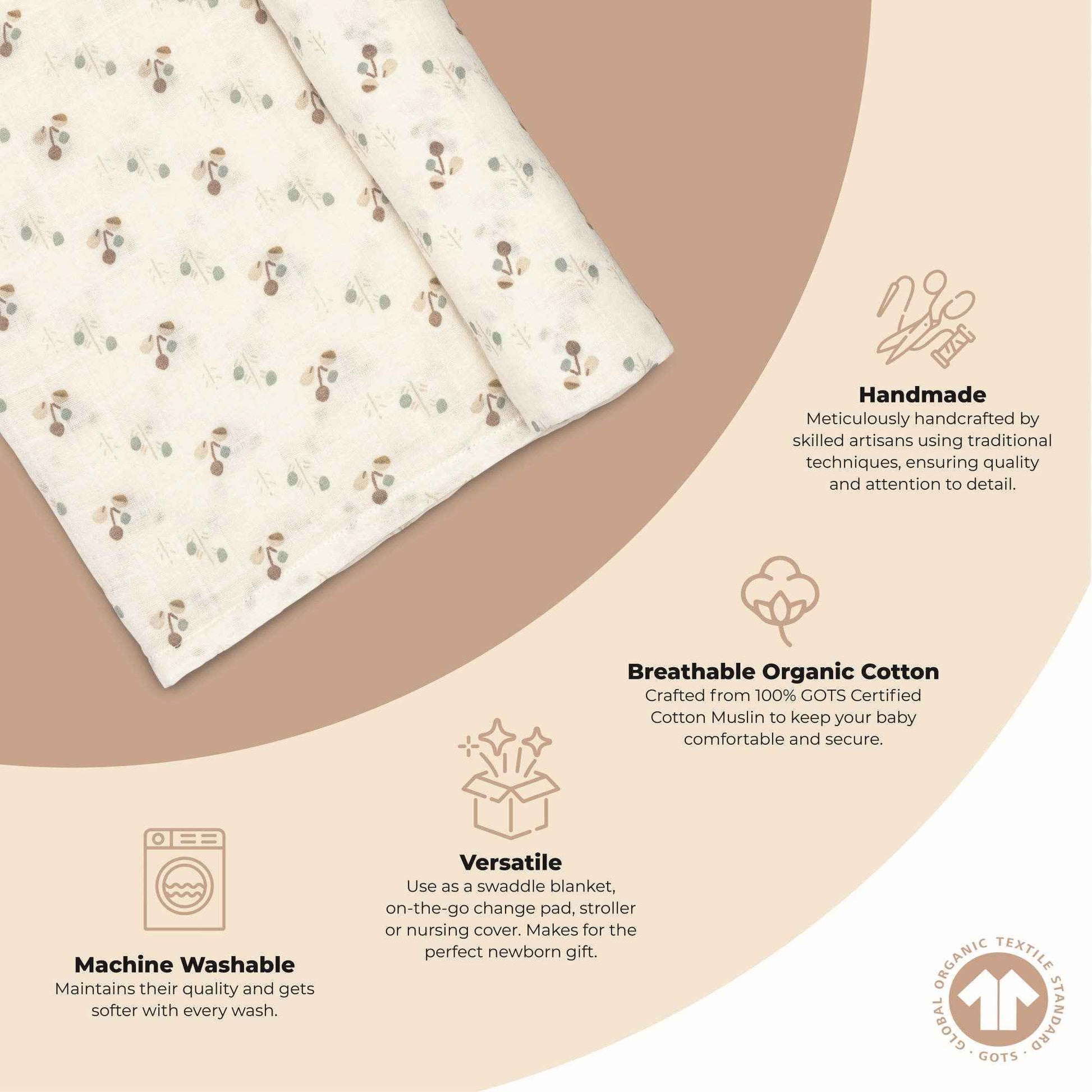 Crane Baby - Organic Cotton Poppy Single Swaddle