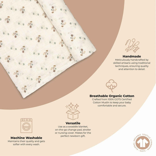 Crane Baby - Organic Cotton Poppy Single Swaddle