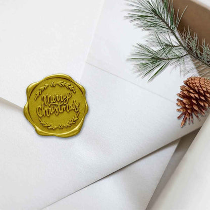 Merry Christmas Adhesive Wax Seal Stickers 1 1/4" - 25 Pk
