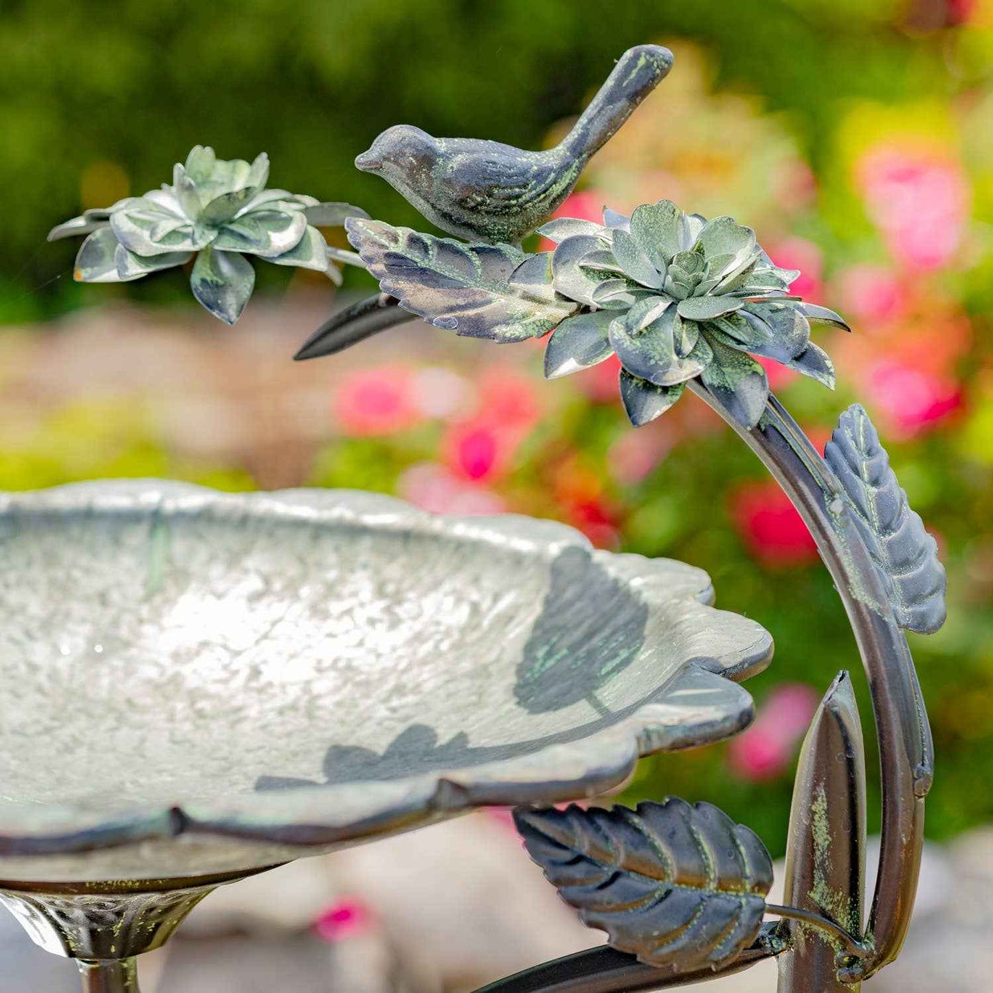 Scallop Edge Birdbath with Branch Stand- 2 Color Options: Galvanized