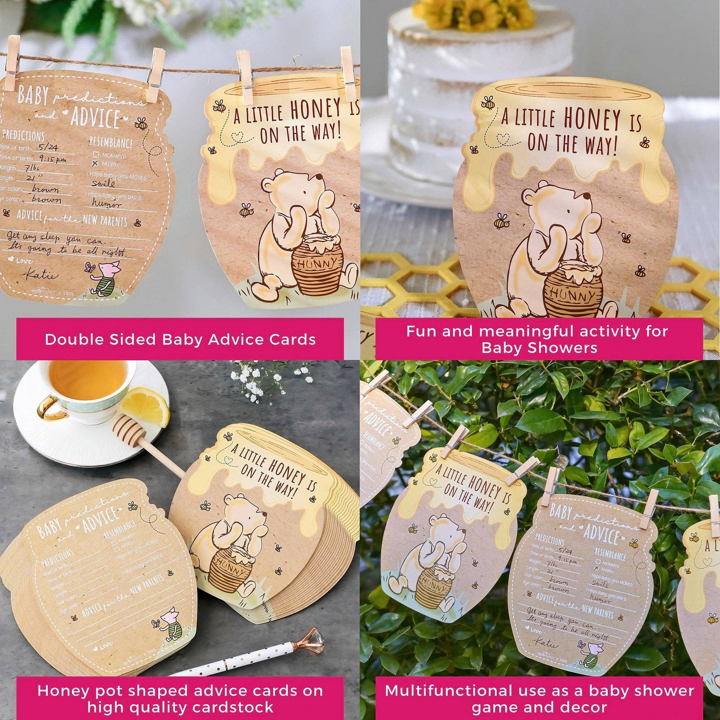 Honey Bear 50pc Cardstock Baby Shower Game Set