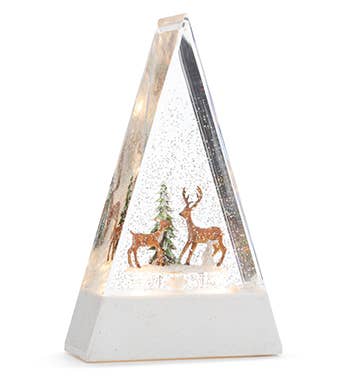 LED Glitter Triangle Scene with Deer