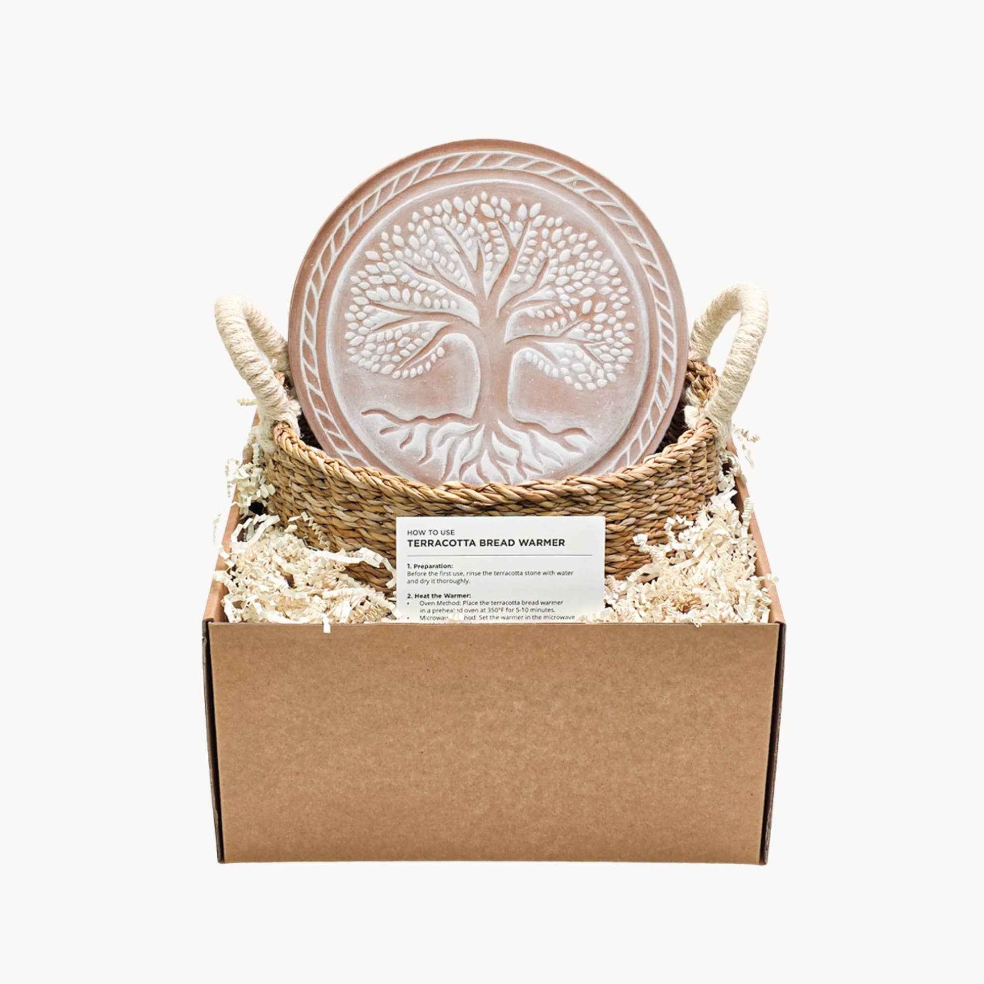 Handmade Bread Warmer & Wicker Basket - Tree of Life Round