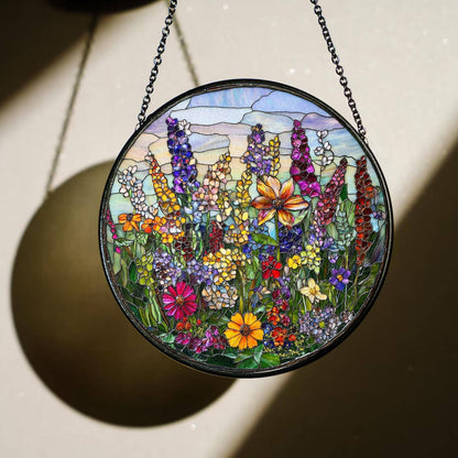 Wildflowers Stained Glass Suncatcher, Garden Flowers Decor