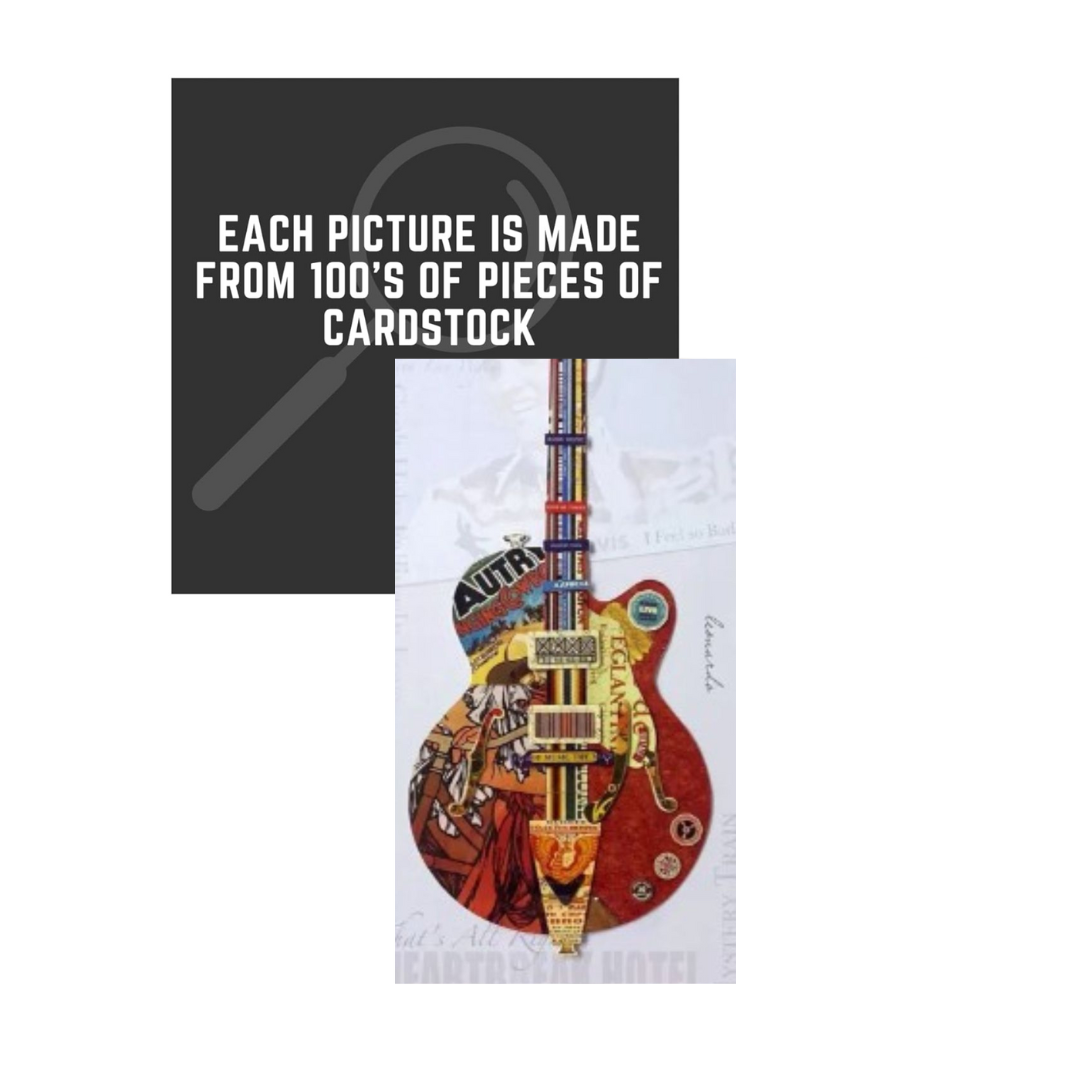 3D Collage Art | Elvis Guitar (40"X20")